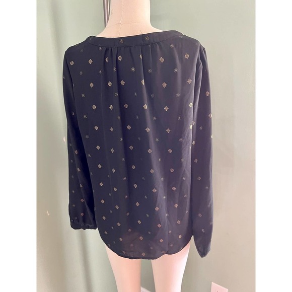 Ci Sono Black and Gold Long Sleeve Blouse Large - Picture 3 of 7